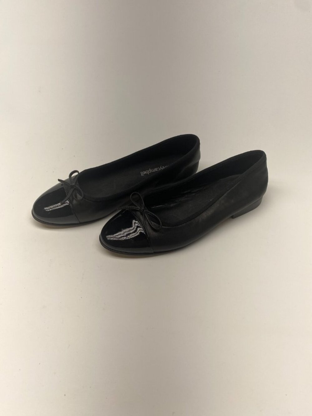 Jeffrey Campbell Black Ballet Flats with Patent Toe and Bow